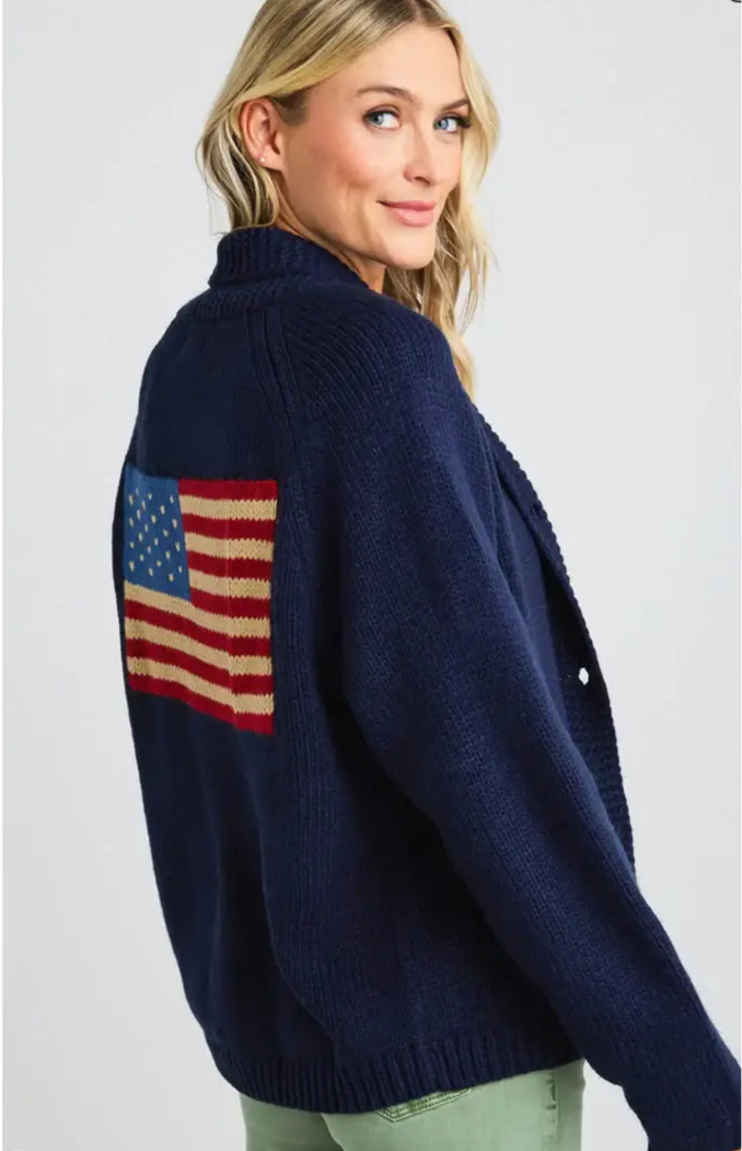 Chunky Flag Cardigan; Navy