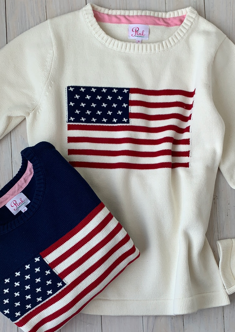 Flag Sweater WHITE : USA flag