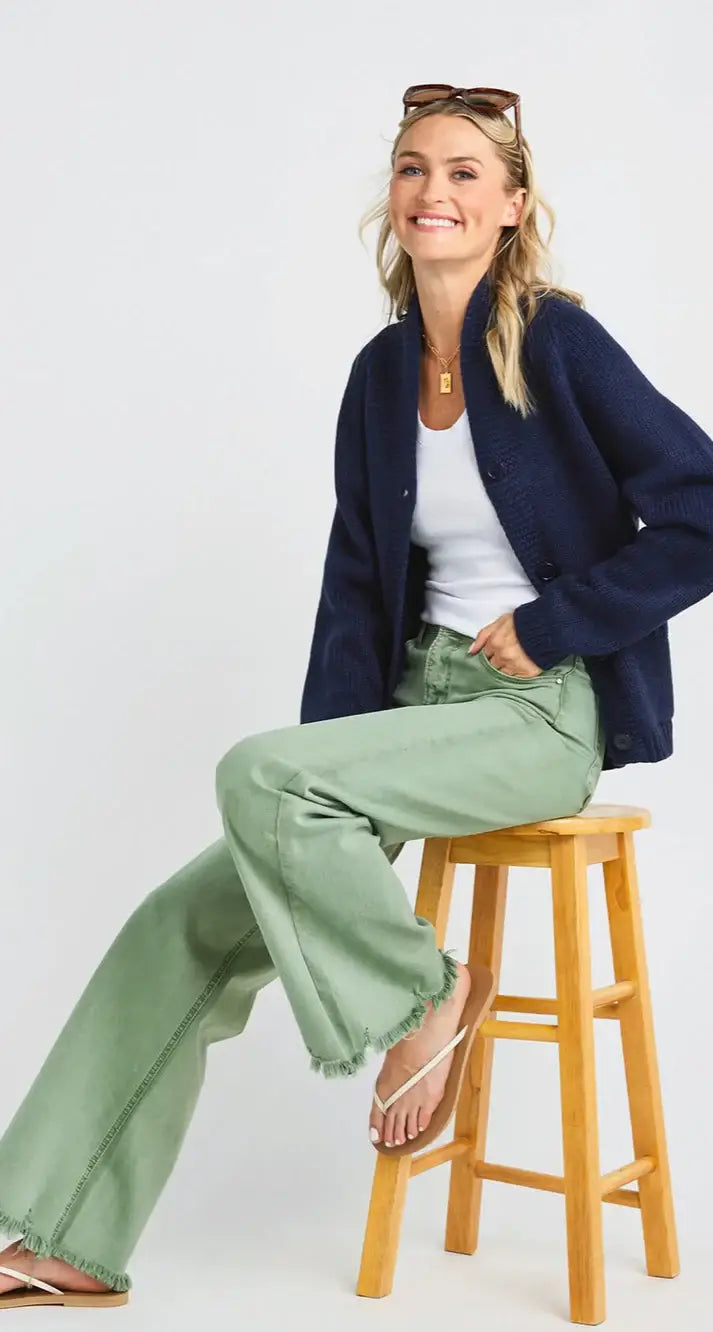 Chunky Flag Cardigan; Navy