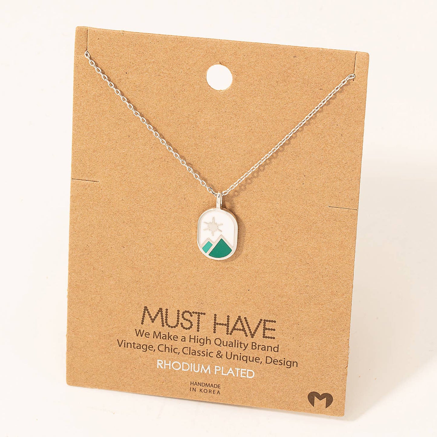 Oval Mountain Range & stars Charm Necklace