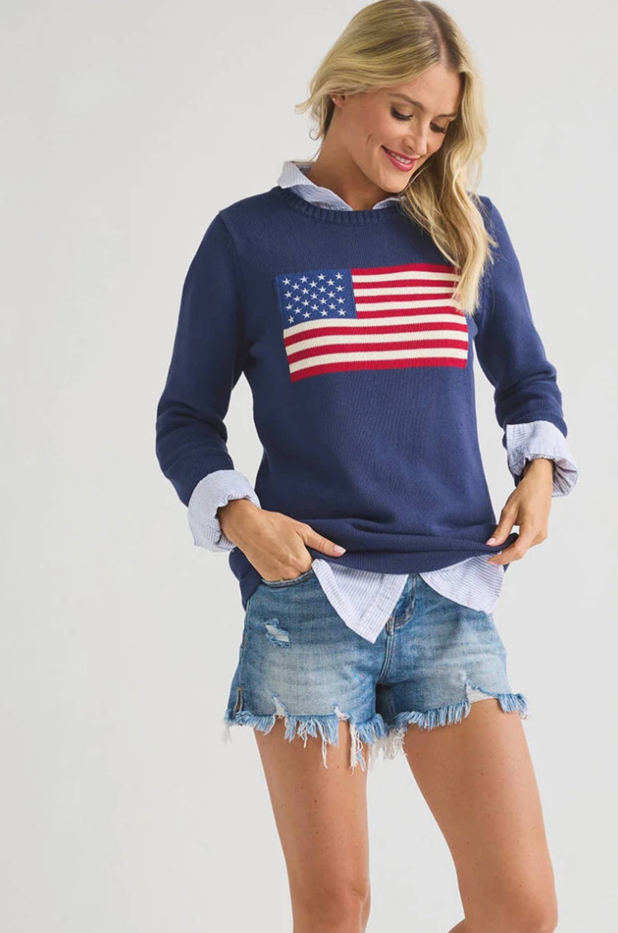 Flag Sweater WHITE : USA flag