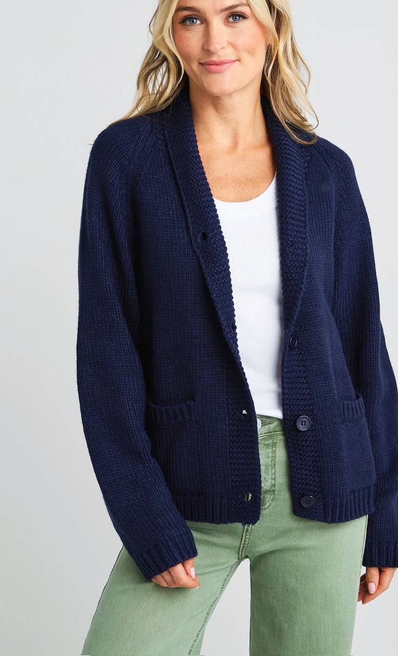 Chunky Flag Cardigan; Navy
