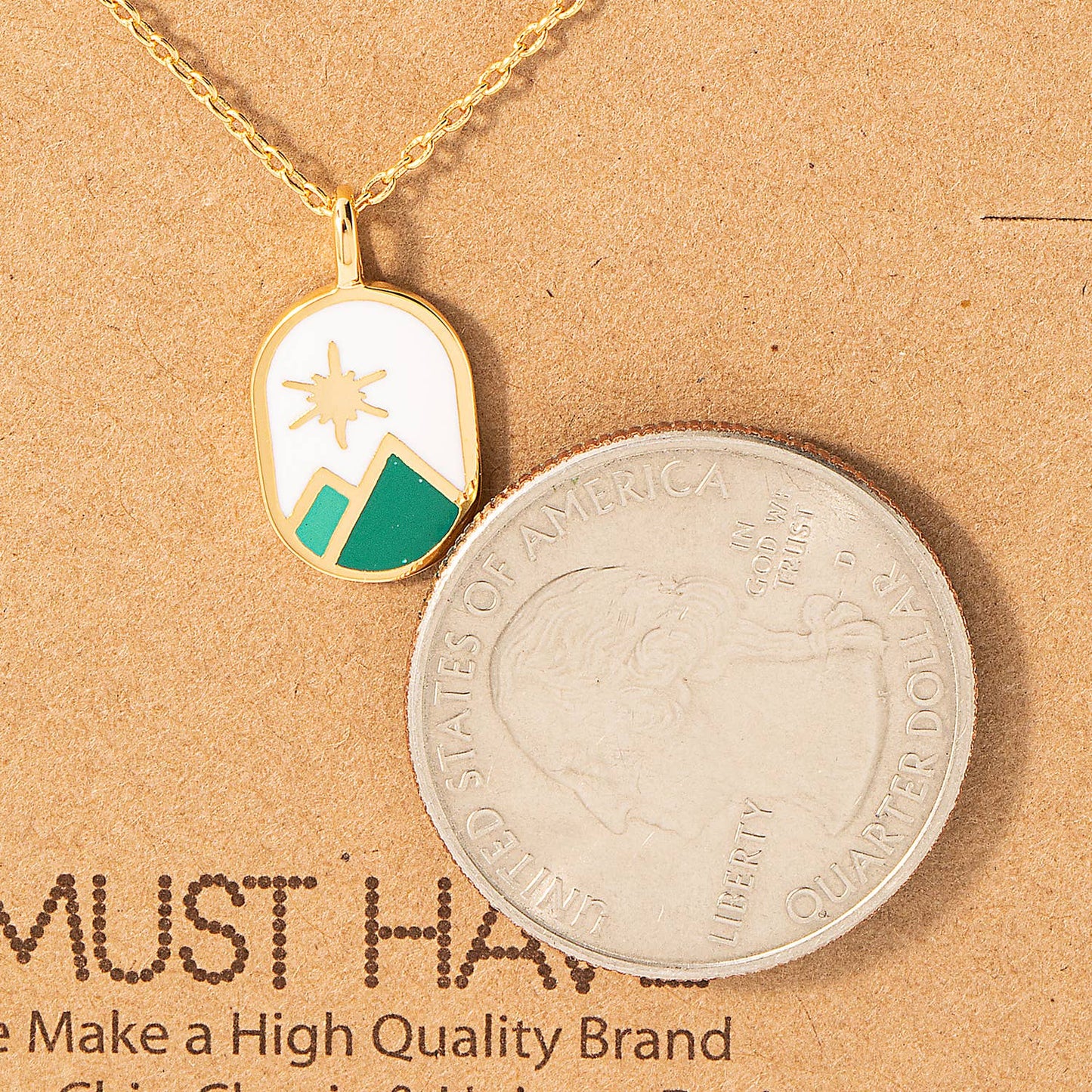 Oval Mountain Range & stars Charm Necklace