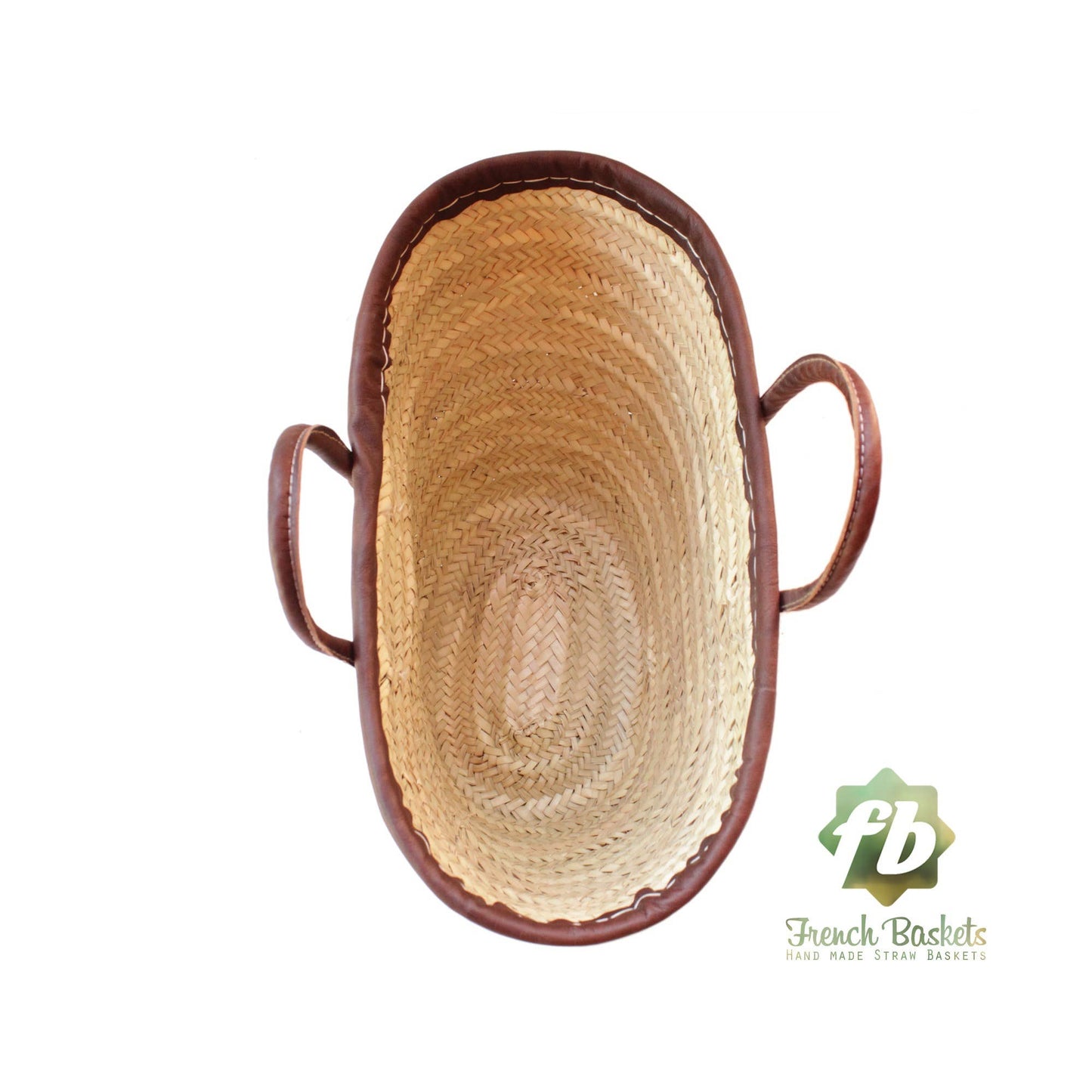 Short leather handled market basket