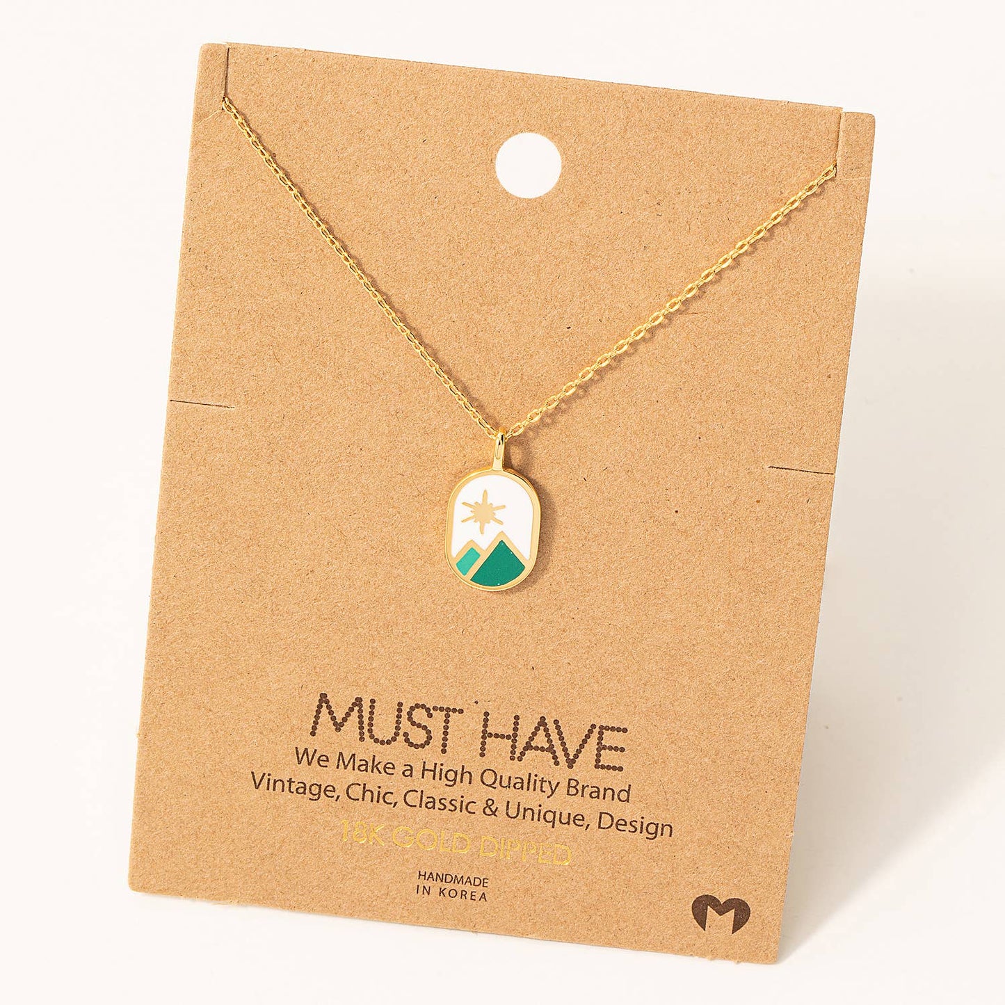 Oval Mountain Range & stars Charm Necklace