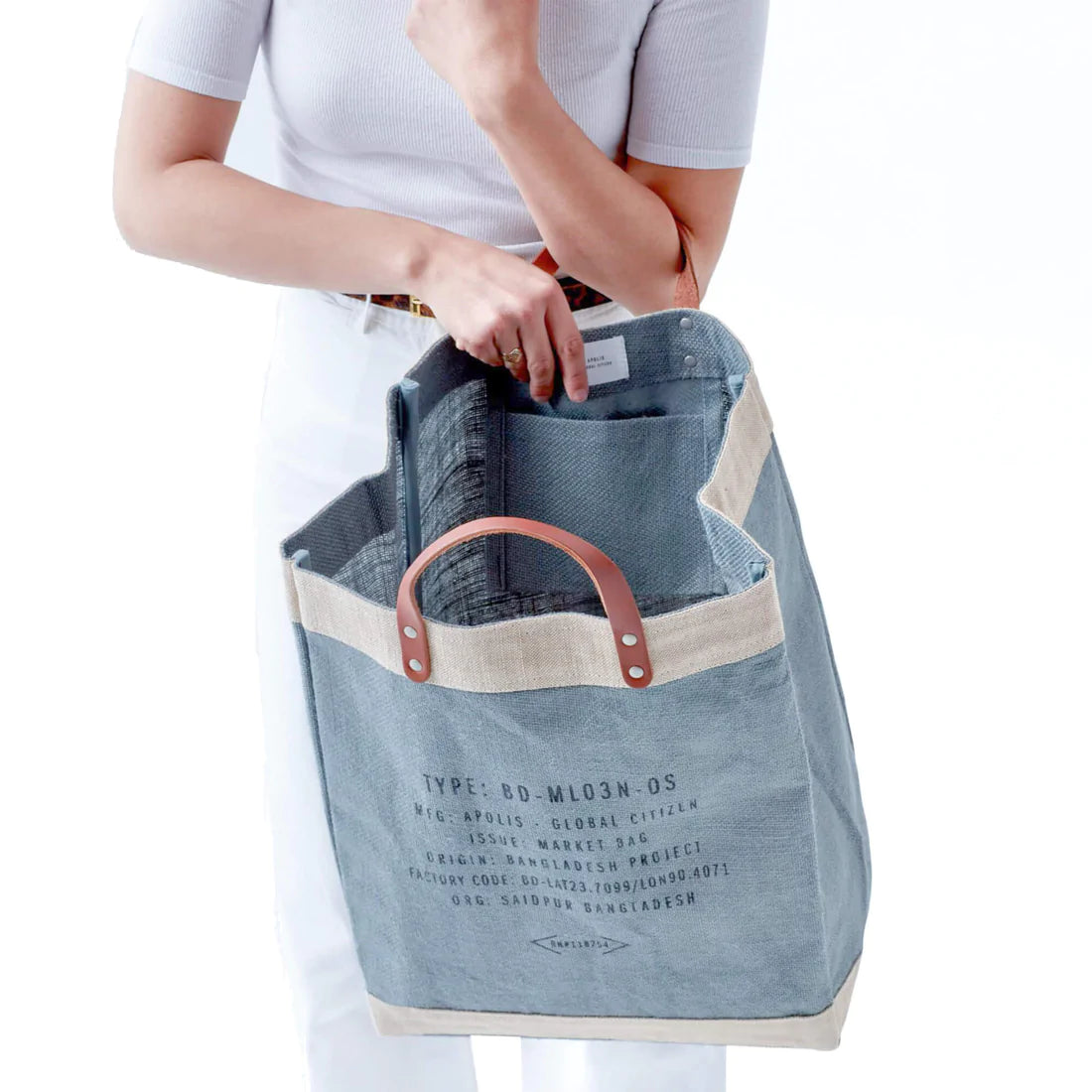 Market Tote. Grey. White Text: Altitude Attitude Colorado