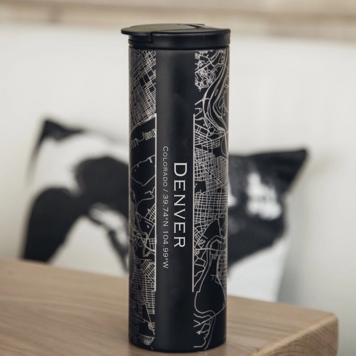 Denver CO Map Tumbler In Matt Black