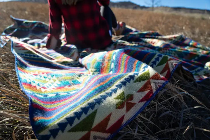 Andean Alpaca Wool Blanket - Multi Colors