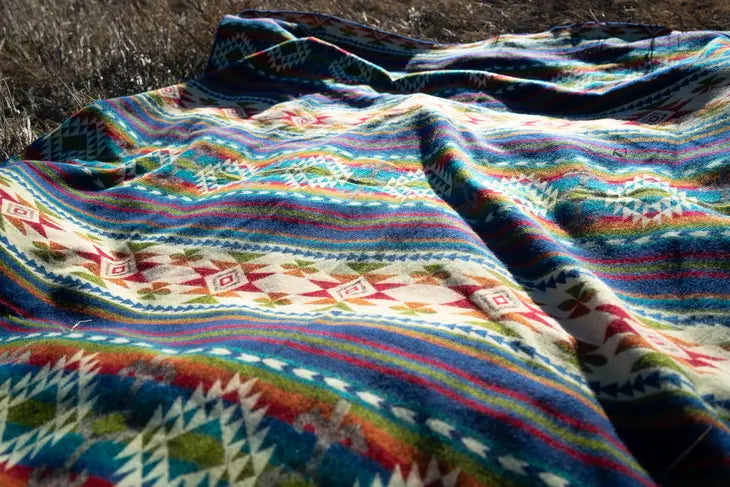 Andean Alpaca Wool Blanket - Multi Colors