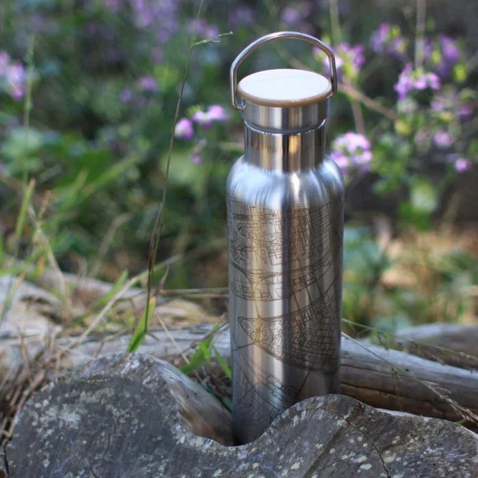 Denver Map Insulated Bottle With Bamboo Top