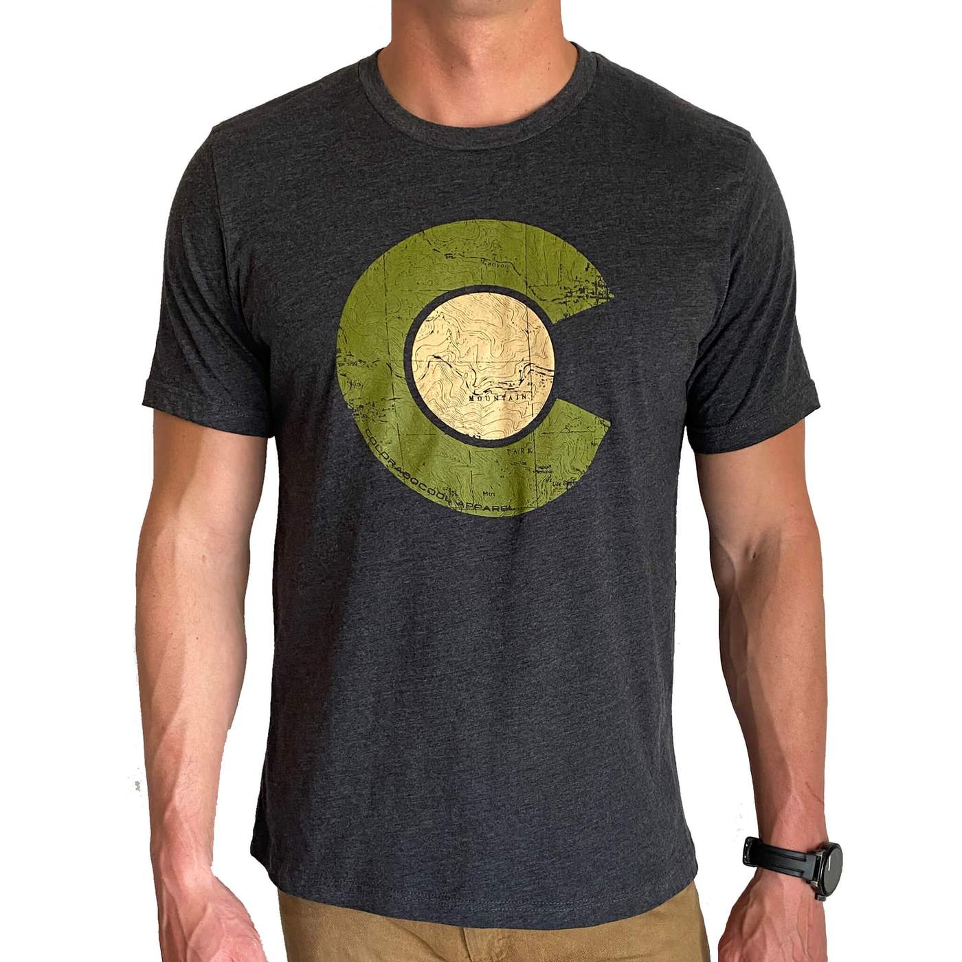 Topographical Men's T-Shirt: Heather Dark Grey