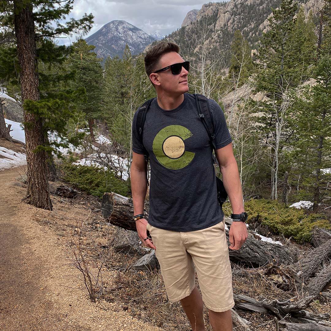 Topographical Men's T-Shirt: Heather Dark Grey
