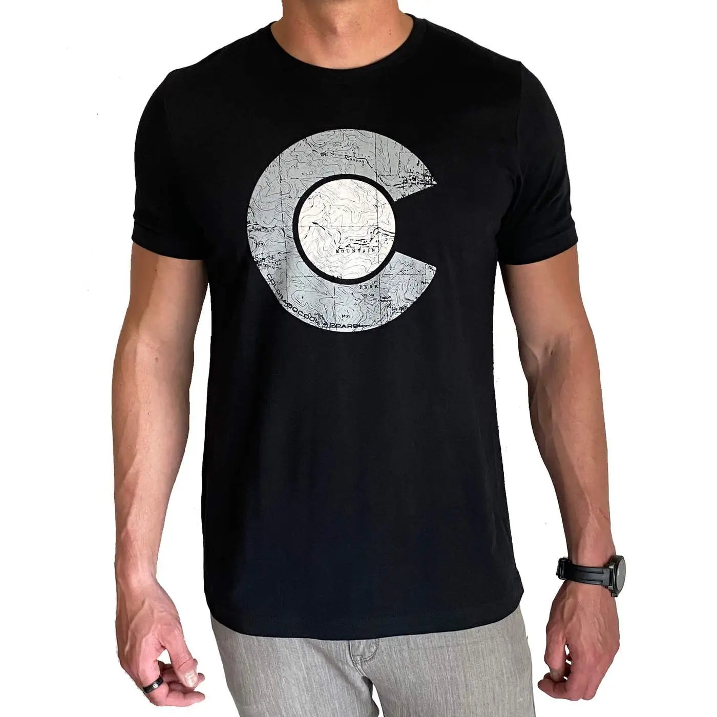 Topographical Men's T-Shirt: Black: Large