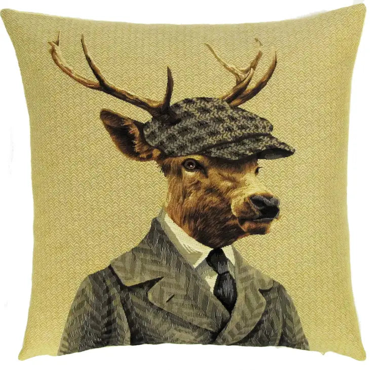 Flat Cap Stag Pillow