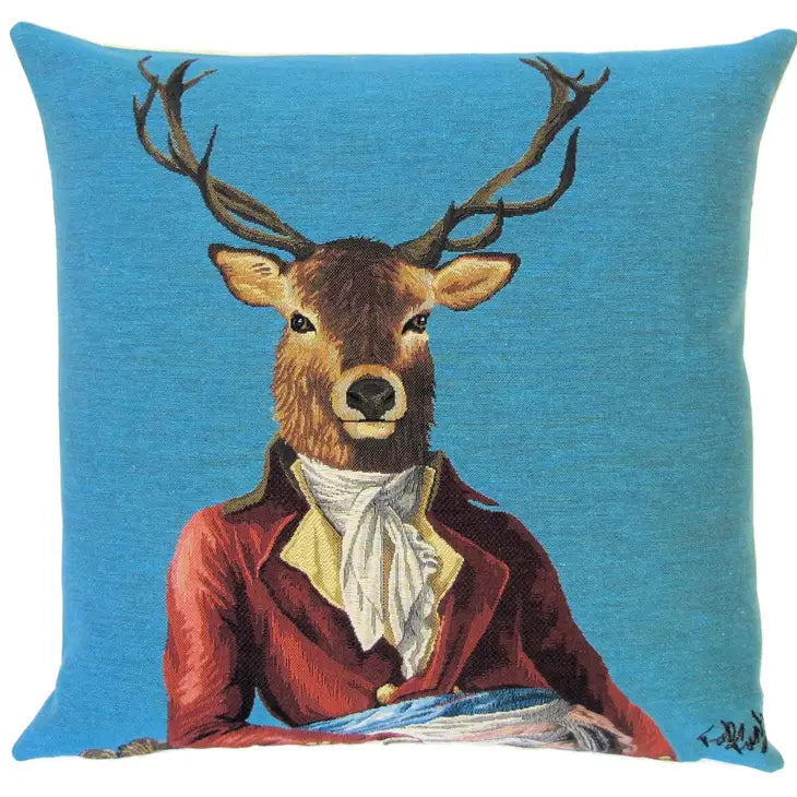Gentleman Stag Blue Pillow