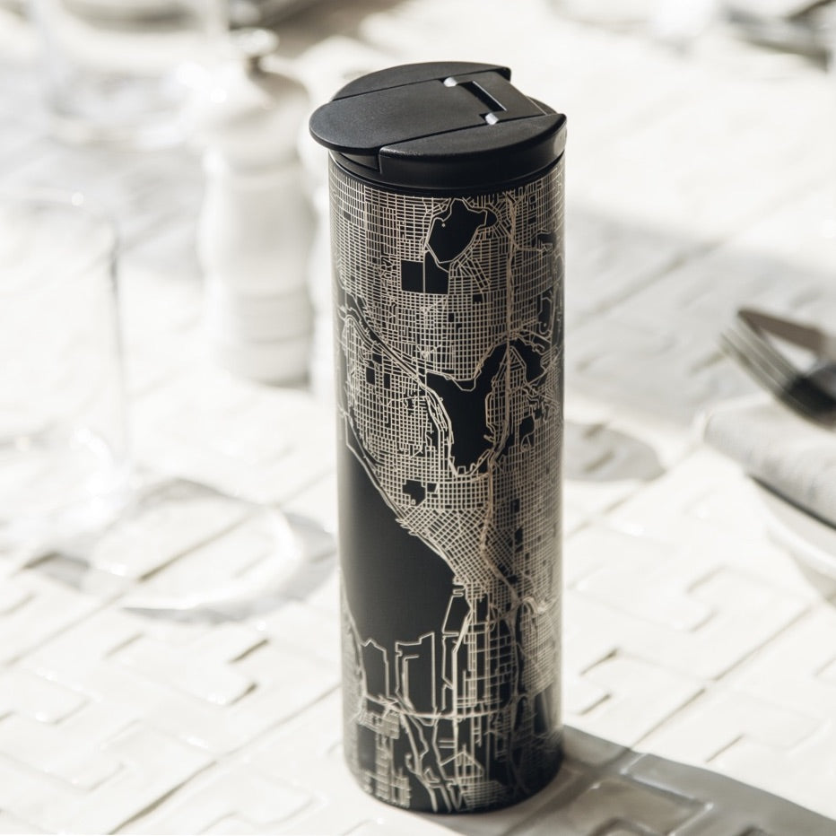 Denver CO Map Tumbler In Matt Black
