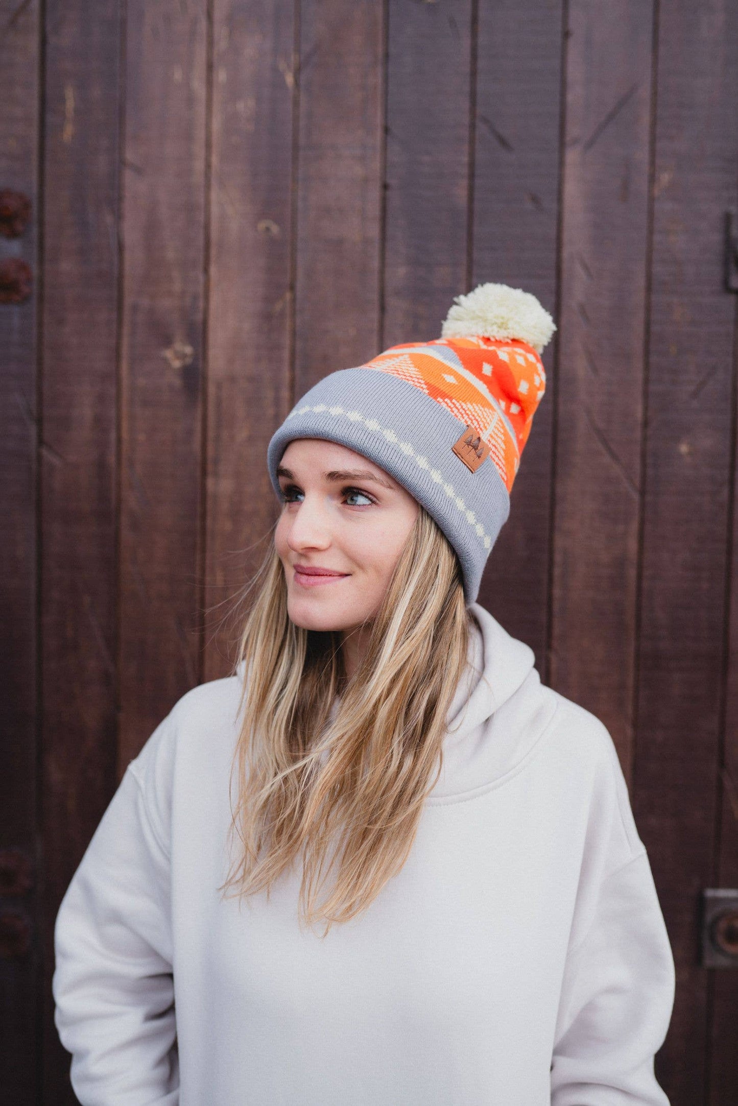 Winter Sunset Pom Beanie - Orange