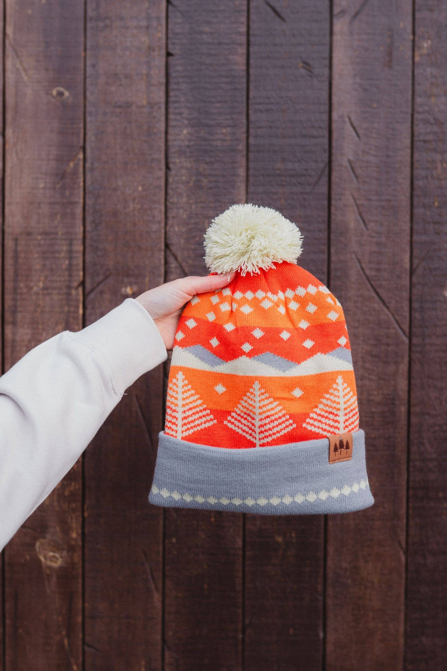 Winter Sunset Pom Beanie - Orange