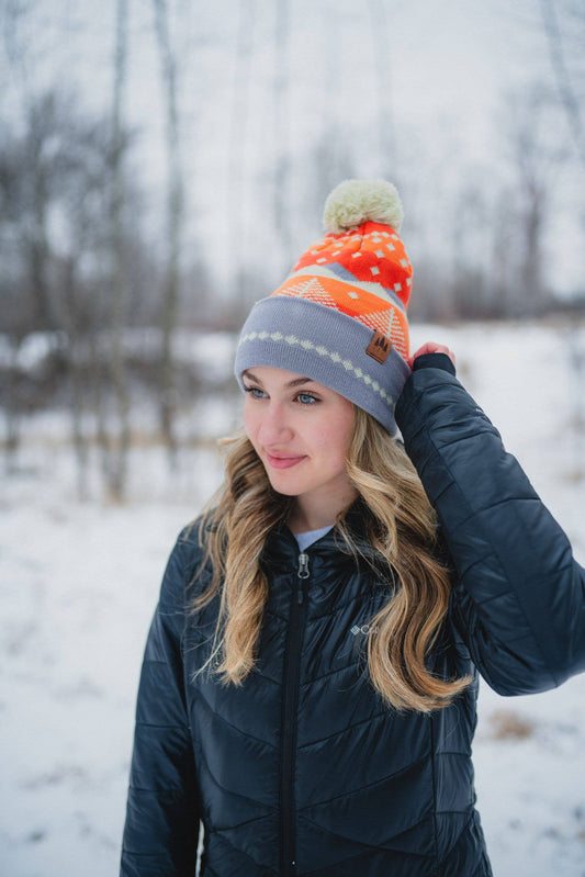 Winter Sunset Pom Beanie - Orange