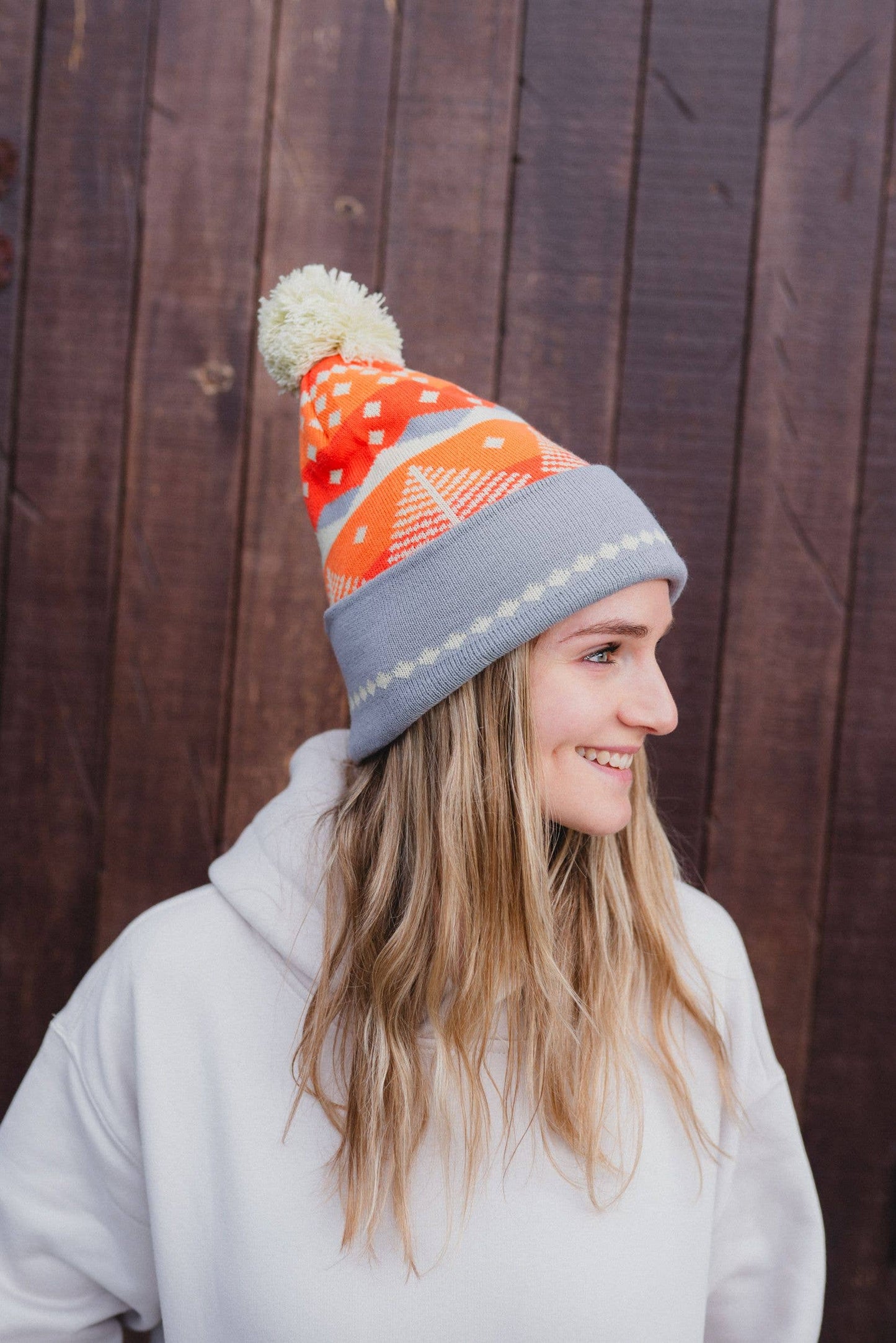 Winter Sunset Pom Beanie - Orange