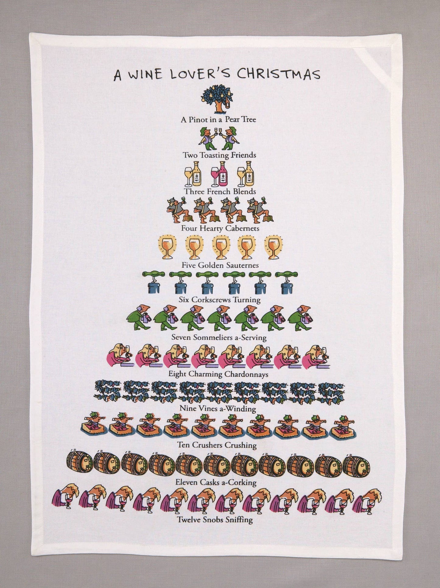 A Wine Lover's Christmas Kitchen Towel