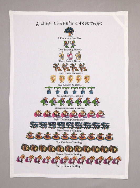A Wine Lover's Christmas Kitchen Towel