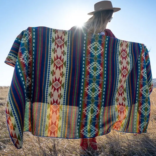Andean Alpaca Wool Blanket - Multi Colors