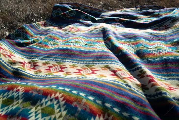 Andean Alpaca Wool Blanket - Multi Colors