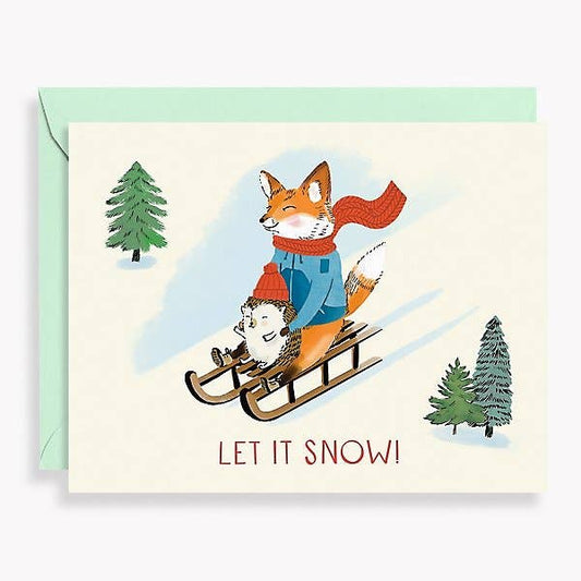 Sledding Critters Christmas Card